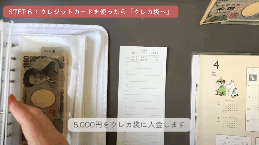 STEP6：クレジットカードを使ったら「クレカ袋」へ